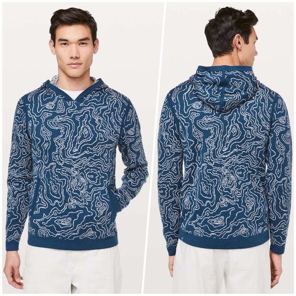 Lululemon | Men | Geo Knit Poseidon Silver Slate Active Travel Hoodie | Medium - Picture 12 of 13